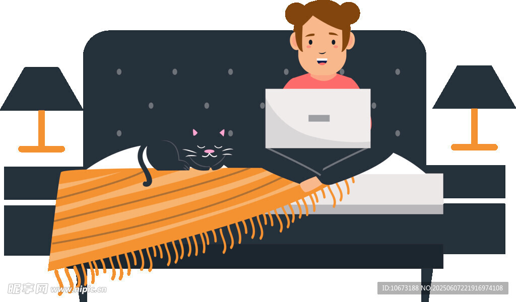 夜晚沙發上用筆記本電腦的人