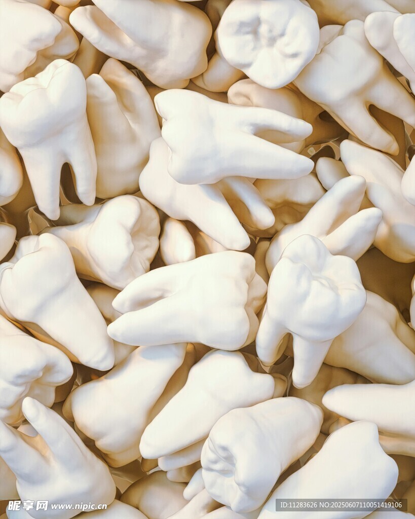 堆積的牙齒模型