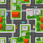 俯視視角城市道路場景圖