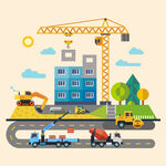 城市建筑工地施工場景
