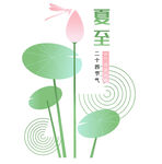 夏至荷花蜻蜓插畫