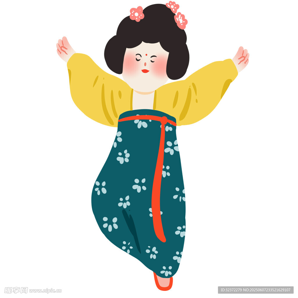 可愛古風女孩歡快起舞