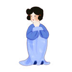 身著藍裙的優(yōu)雅女士