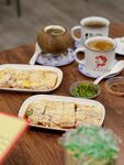 中式早餐美食擺拍畫面