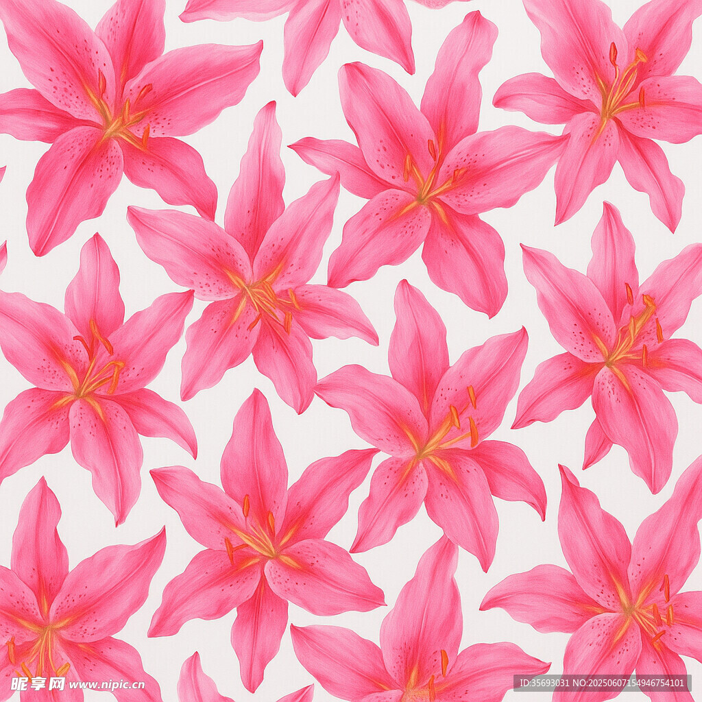 粉色百合花無縫圖案背景