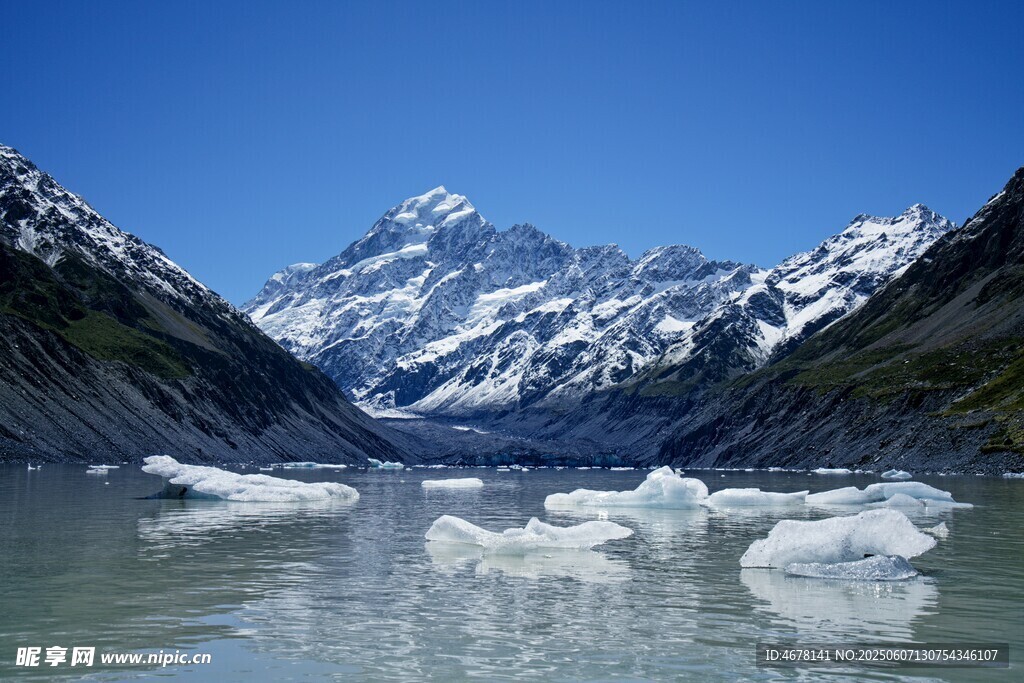 冰川湖泊與巍峨雪山美景
