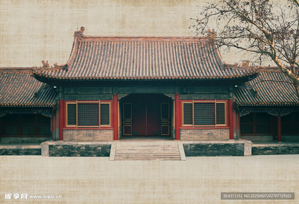 中式古建筑庭院一角