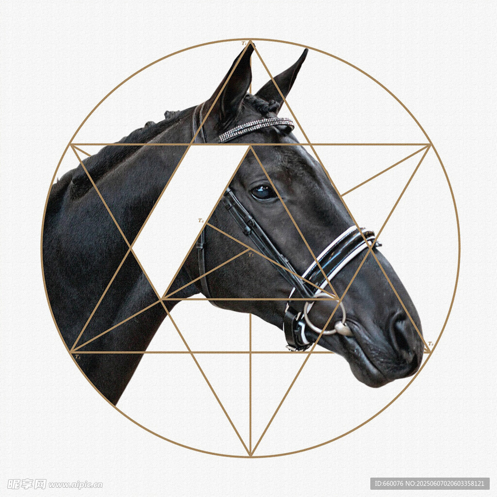 幾何線條勾勒的馬頭裝飾畫
