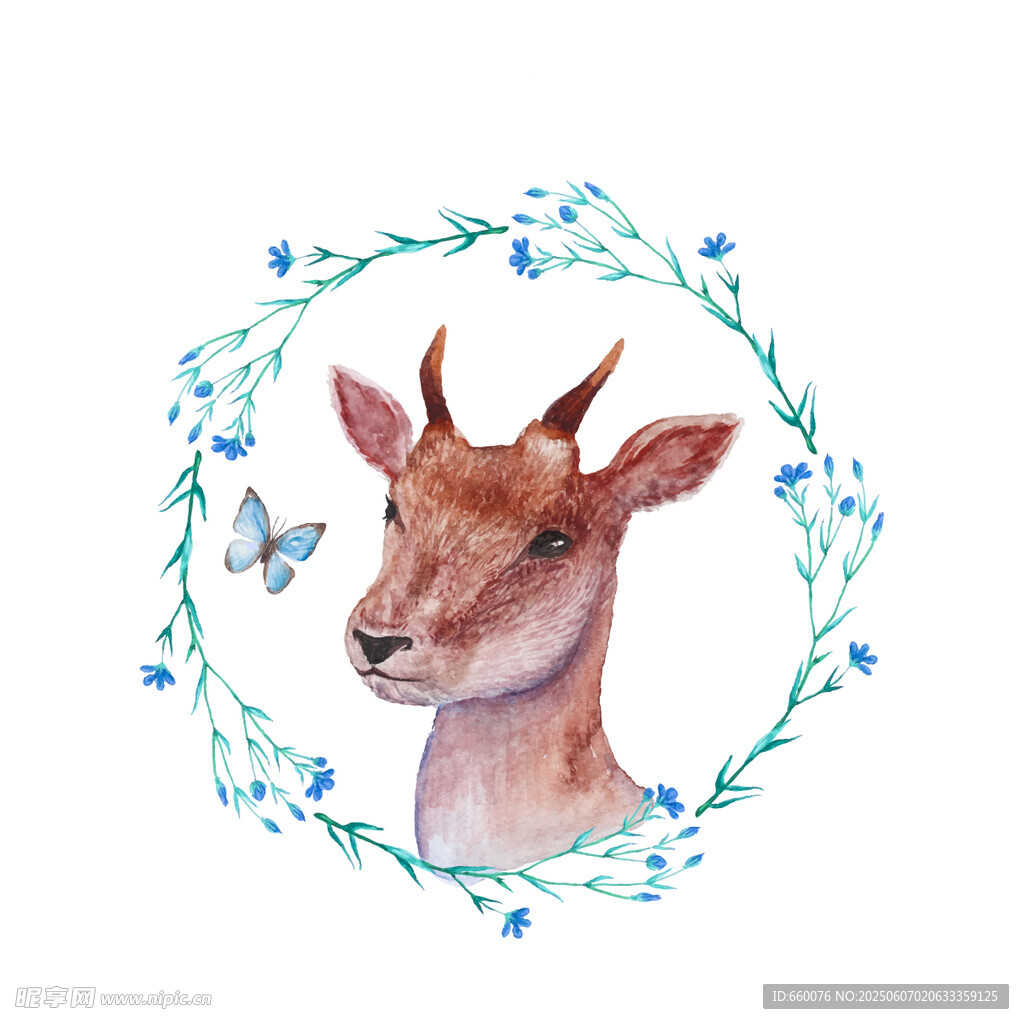 小鹿花環(huán)裝飾畫