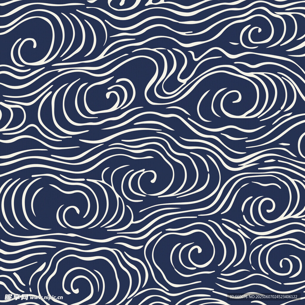 藍(lán)白海浪紋中式傳統(tǒng)圖案