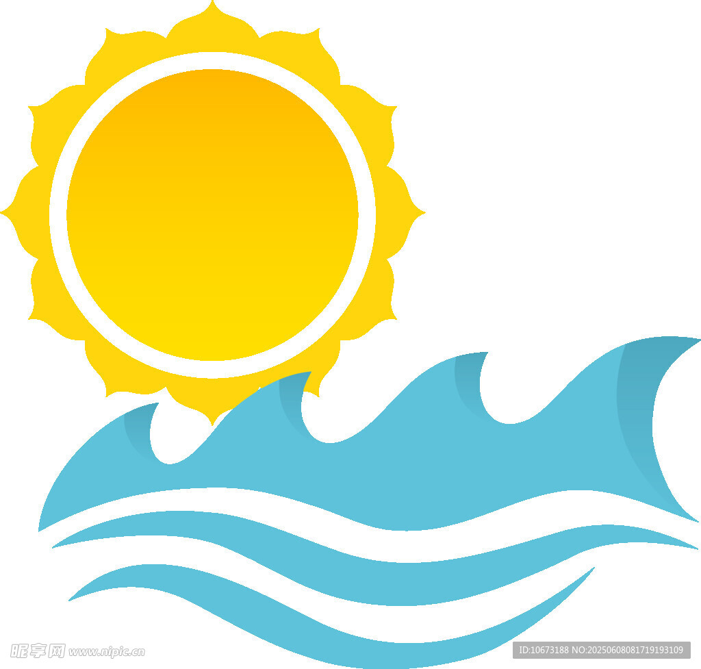 夏日海浪與陽光圖標