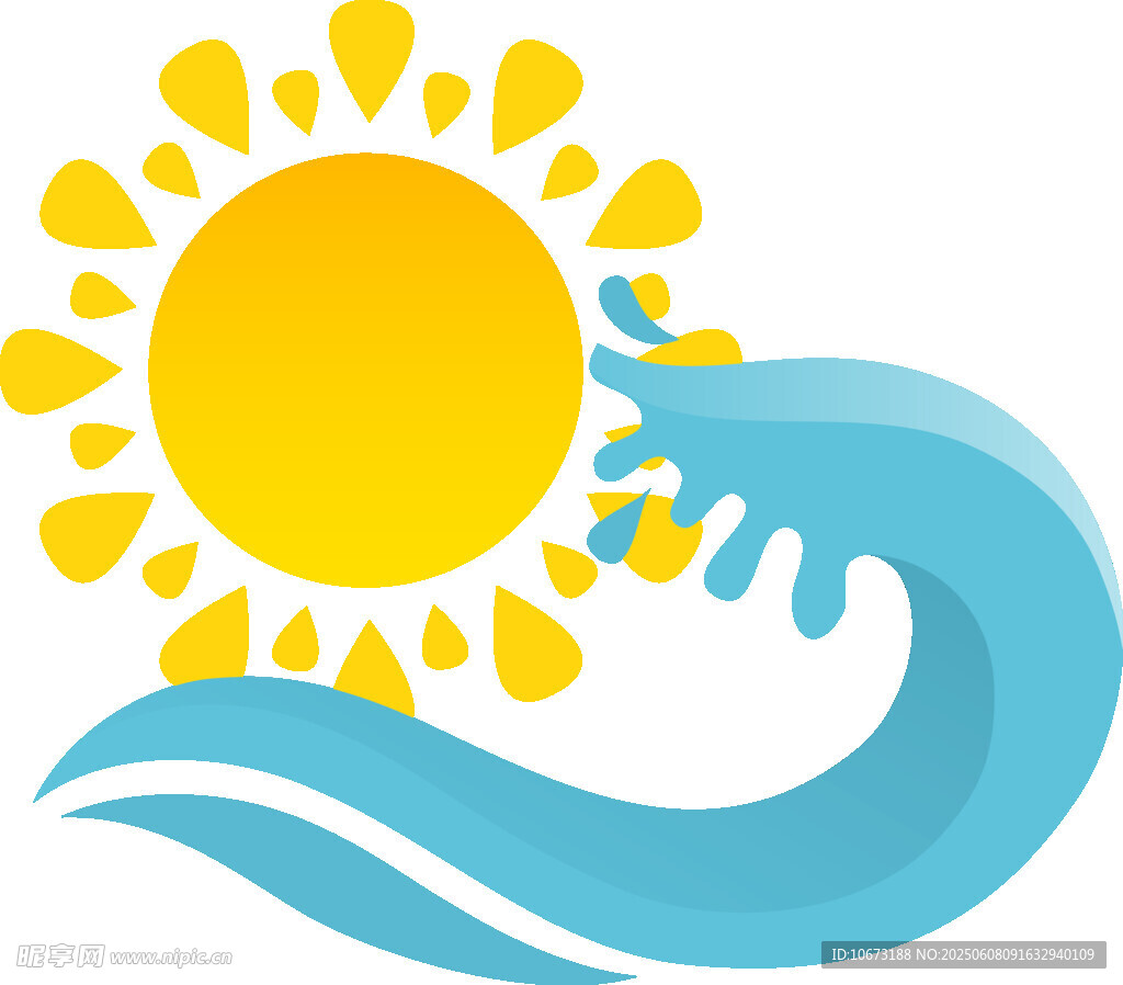 太陽與海浪的活力圖案