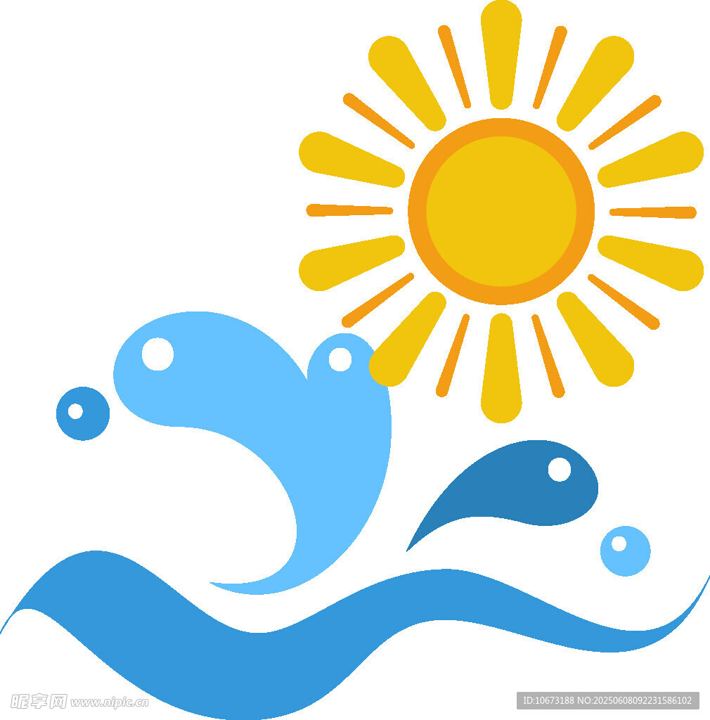 夏日海浪與陽光圖標