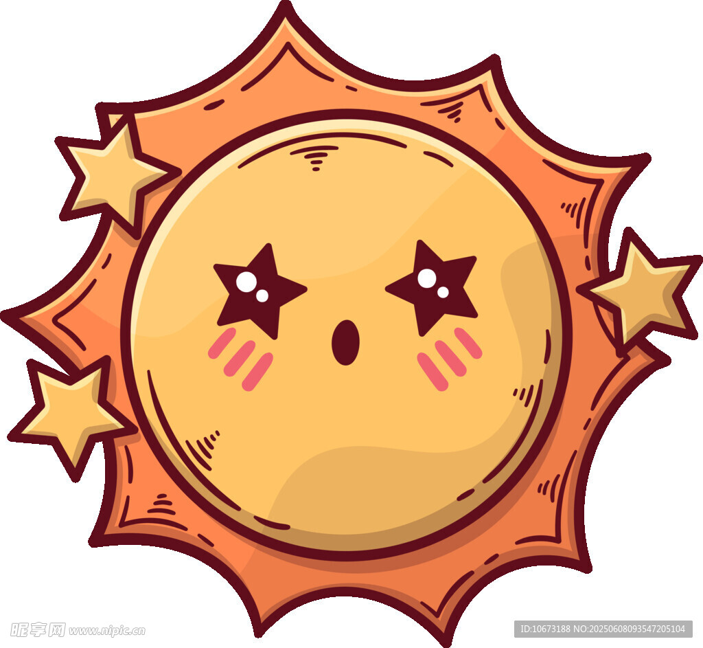 可愛星星眼太陽卡通形象