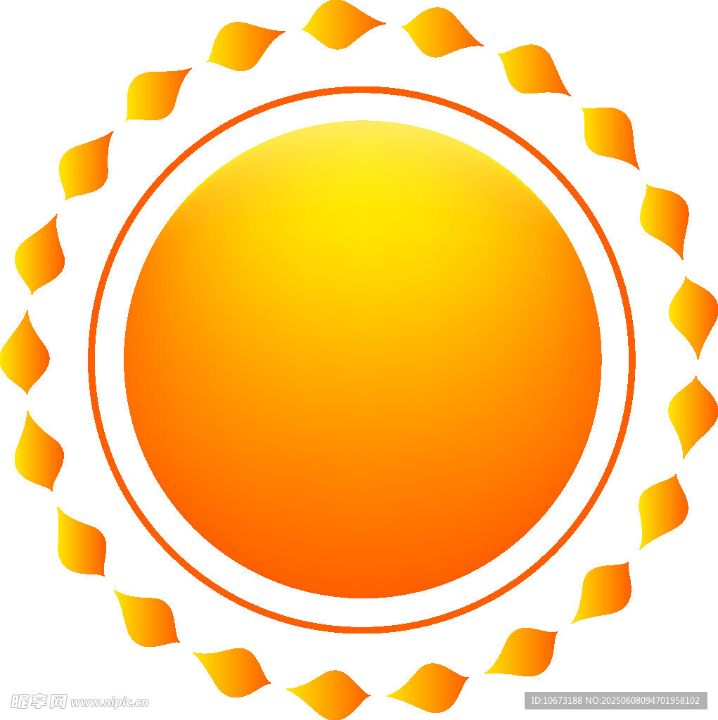 圓形橙色太陽圖標設計