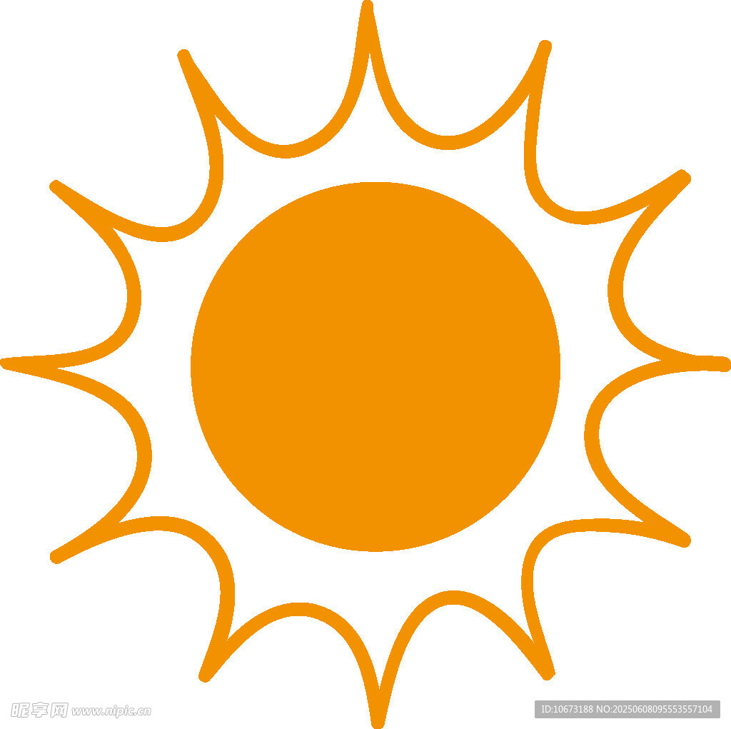 簡約橙色太陽圖標