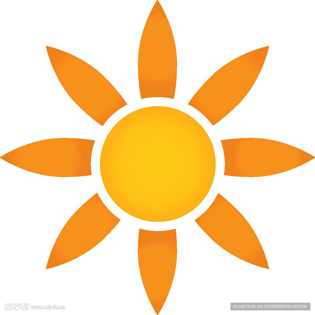 簡約橙色太陽圖標