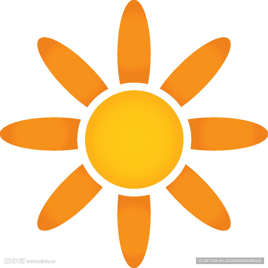 簡約橙色太陽圖標