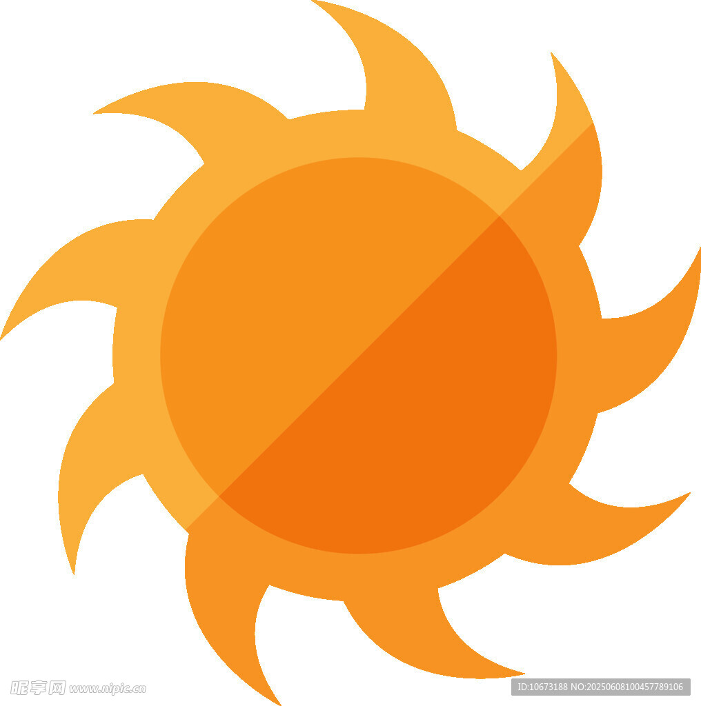 卡通風(fēng)格的橙色太陽(yáng)圖標(biāo)