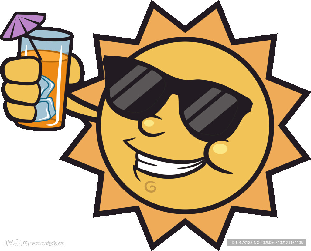 戴墨鏡太陽舉飲料