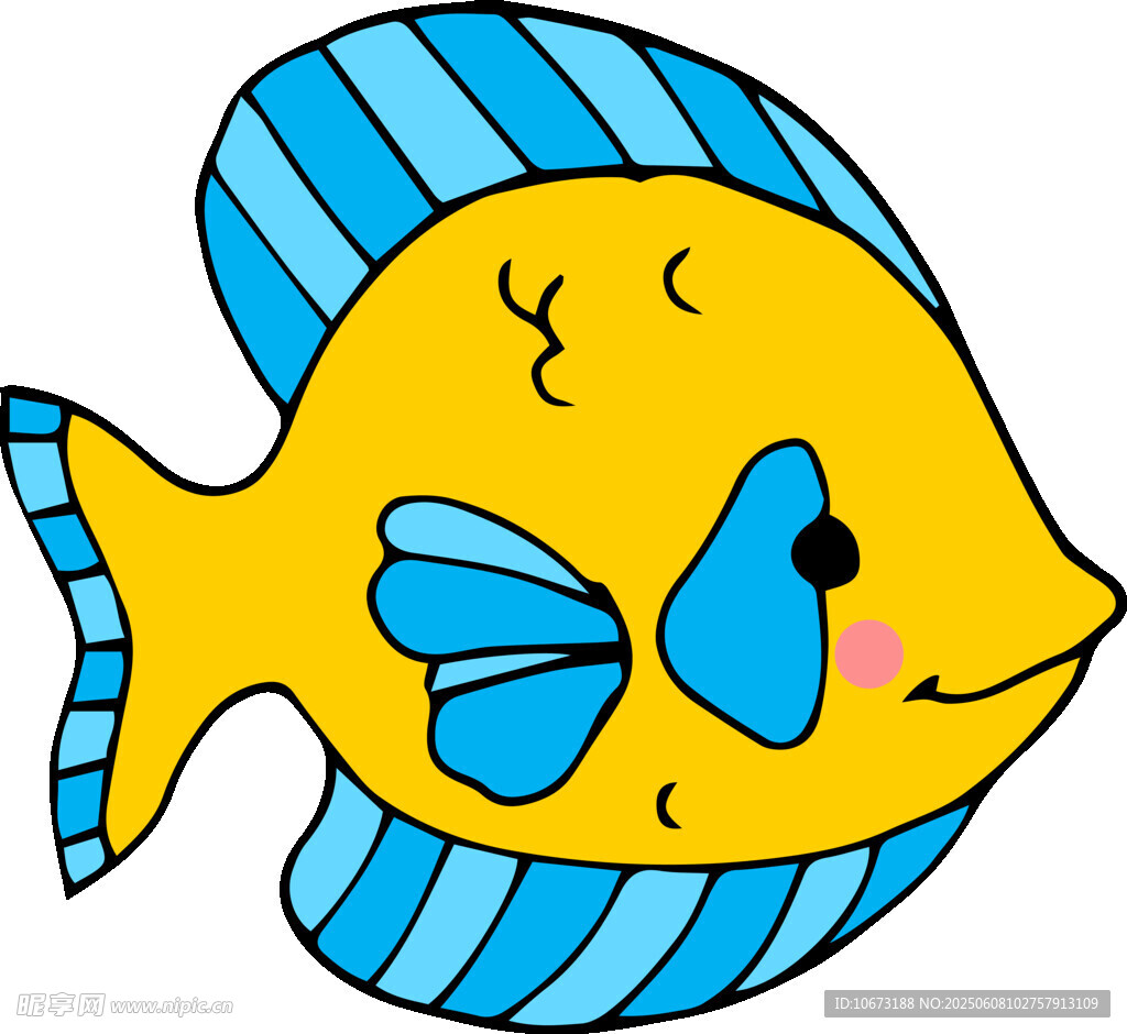 可愛黃色條紋小魚插畫