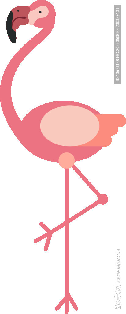 粉色火烈鳥(niǎo)單腿站立插畫(huà)