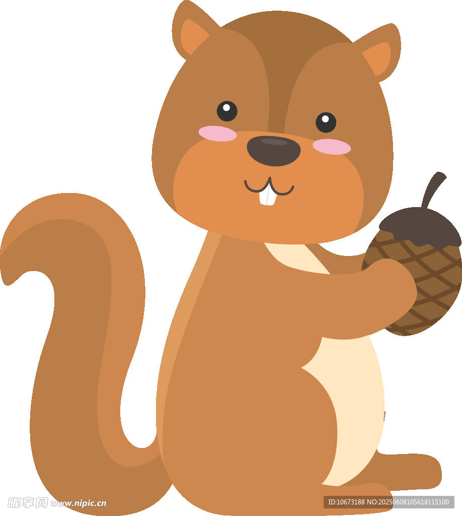 可愛松鼠手持橡果插畫