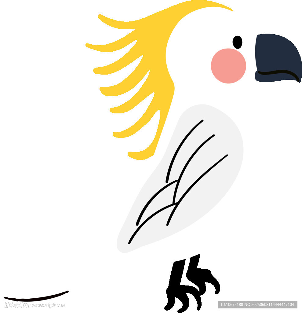 卡通風(fēng)格的鳳頭鸚鵡形象