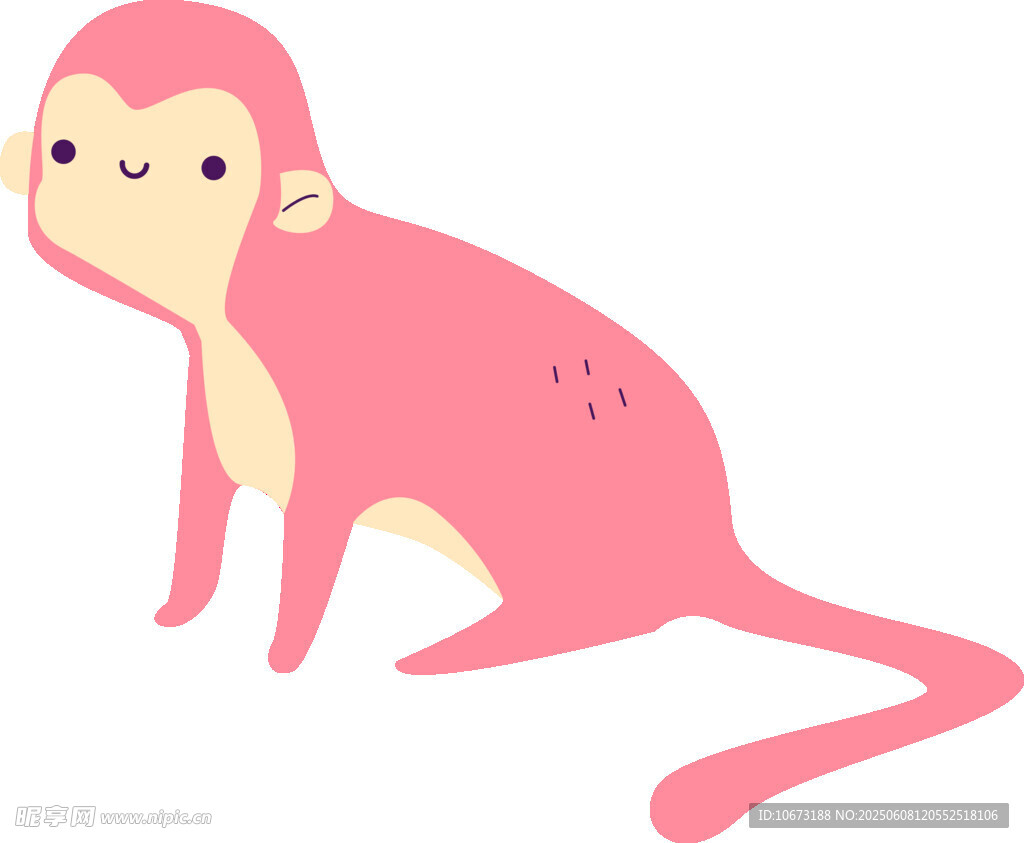 粉色可愛小猴插畫