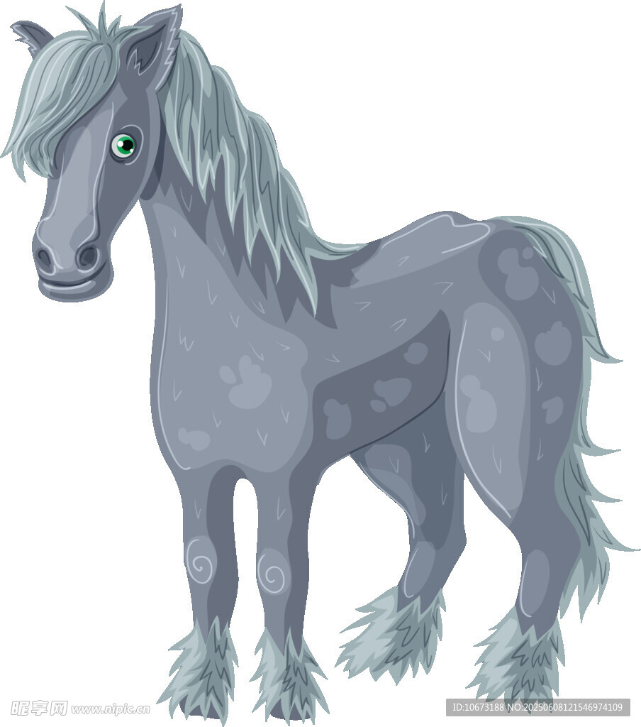 灰色長毛小馬插畫形象