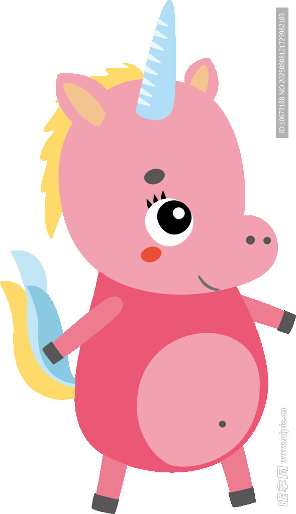 可愛粉色獨角獸卡通形象
