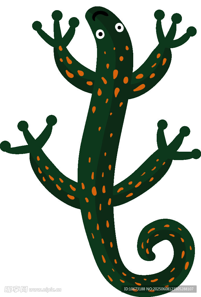 卡通綠蜥蜴插畫(huà)