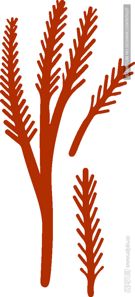 紅色植物枝條插畫