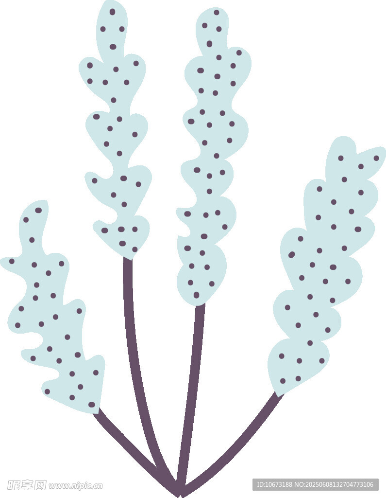 淡藍斑點植物插畫