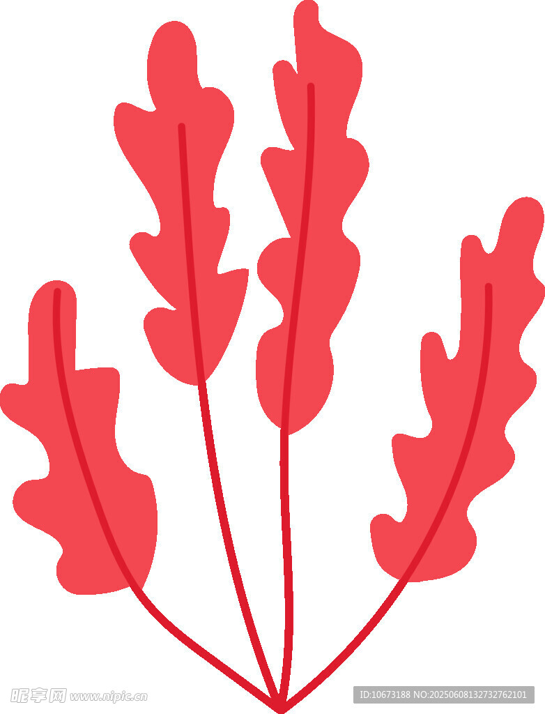 紅色葉片植物插畫