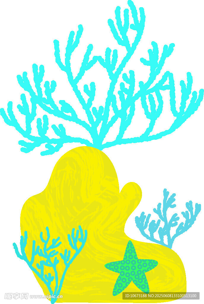 海底珊瑚海星可愛插畫