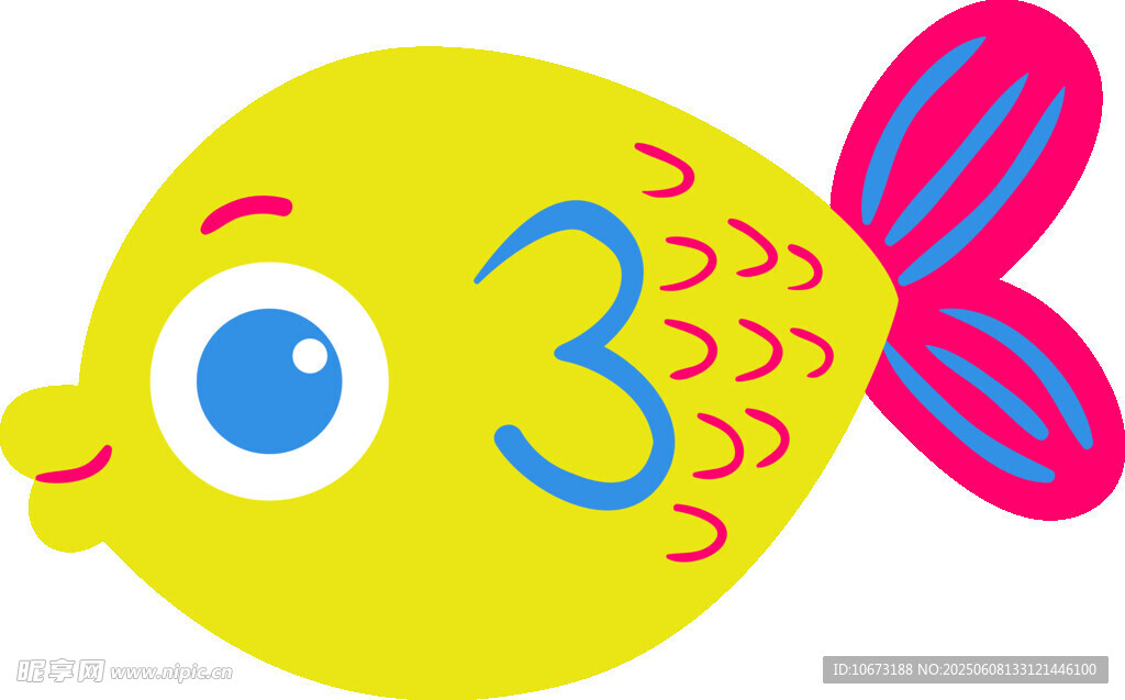黃色數(shù)字3小魚卡通形象