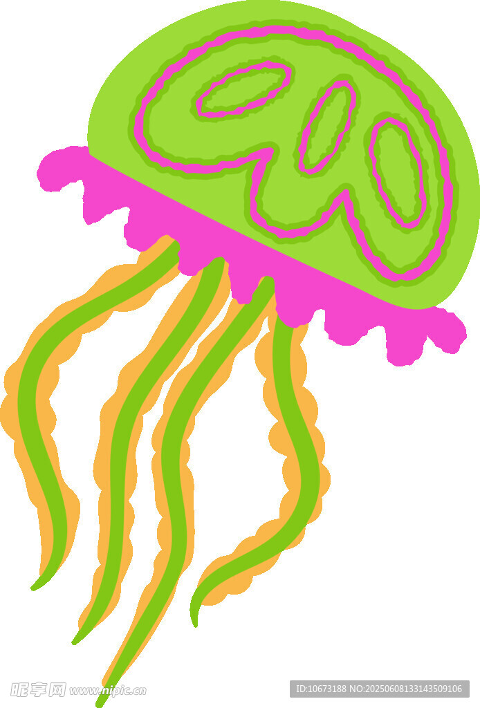 彩色卡通水母插畫