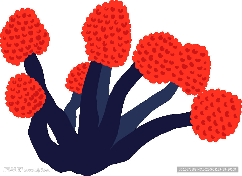 紅色球狀植物插畫