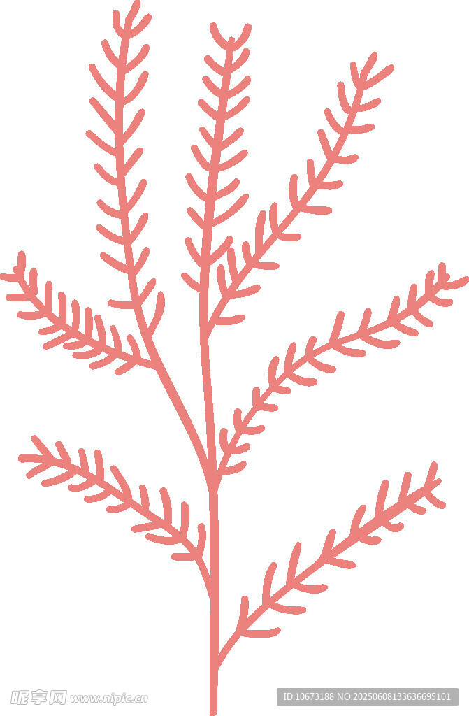 紅色枝葉植物圖案
