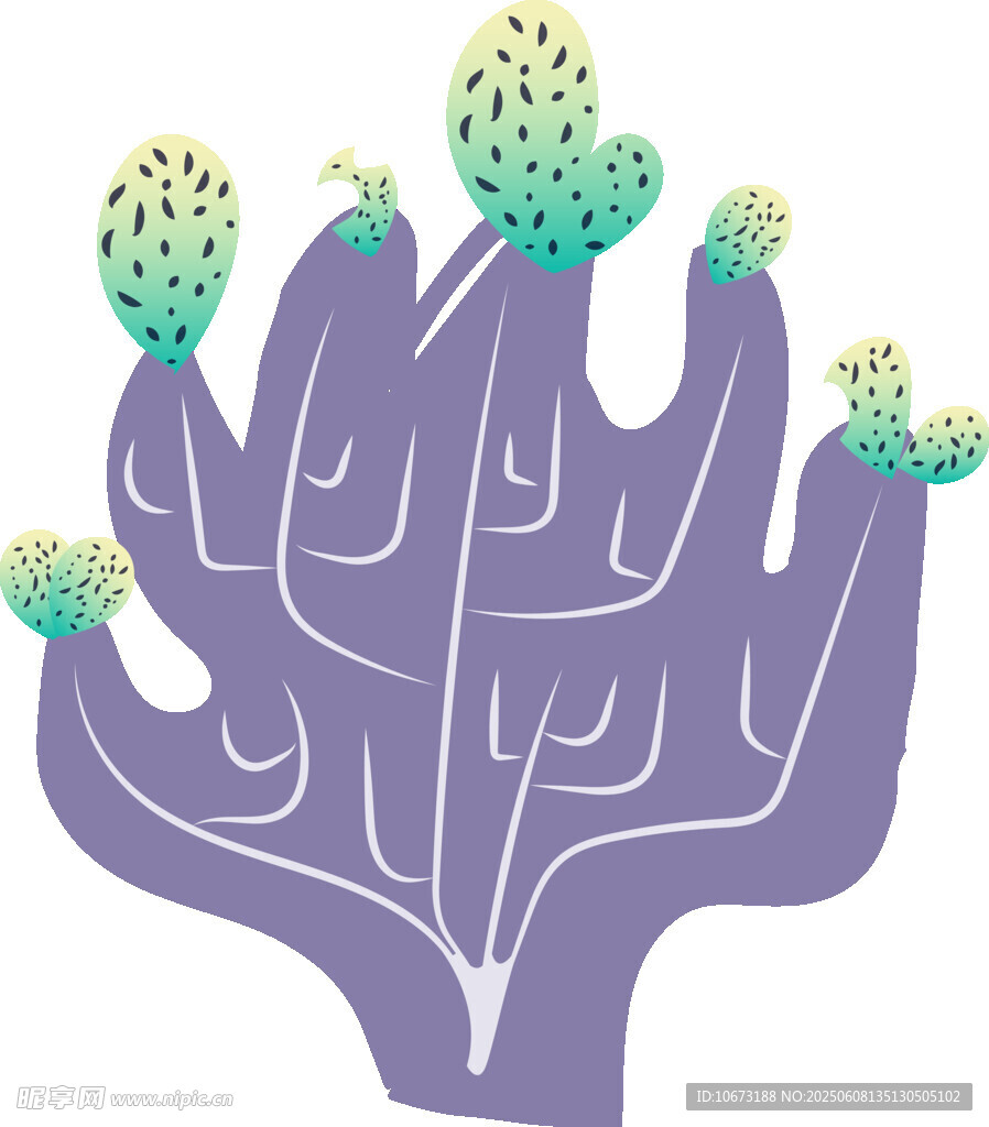 紫色仙人掌插畫