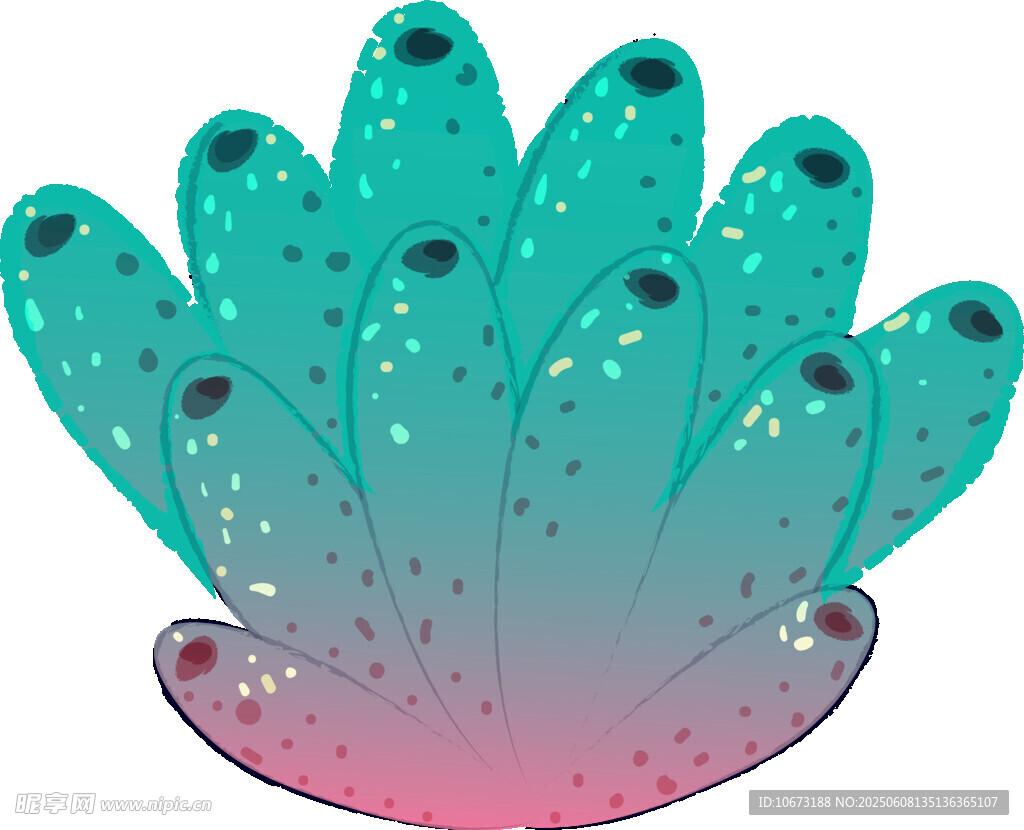 夢幻藍(lán)紫漸變仙人掌插畫
