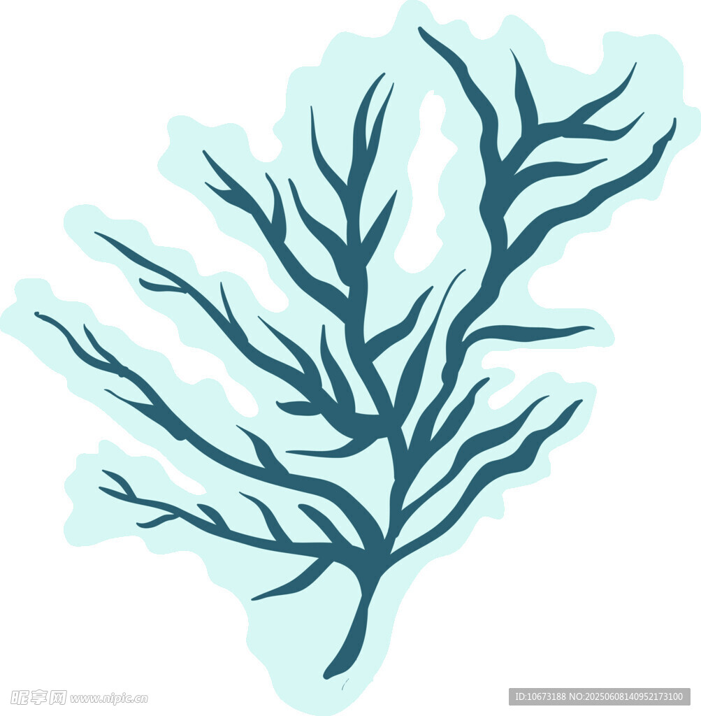 藍(lán)色海草插畫圖案
