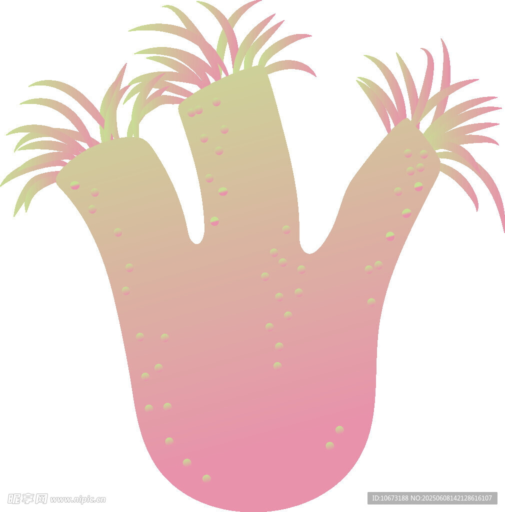 粉色漸變手掌植物插畫