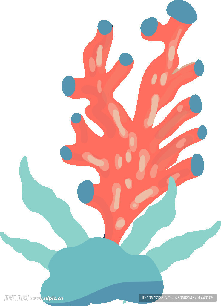 卡通風格海底珊瑚插畫