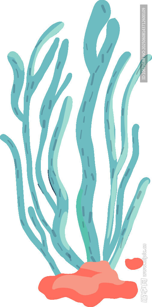 海底藍(lán)綠海草插畫