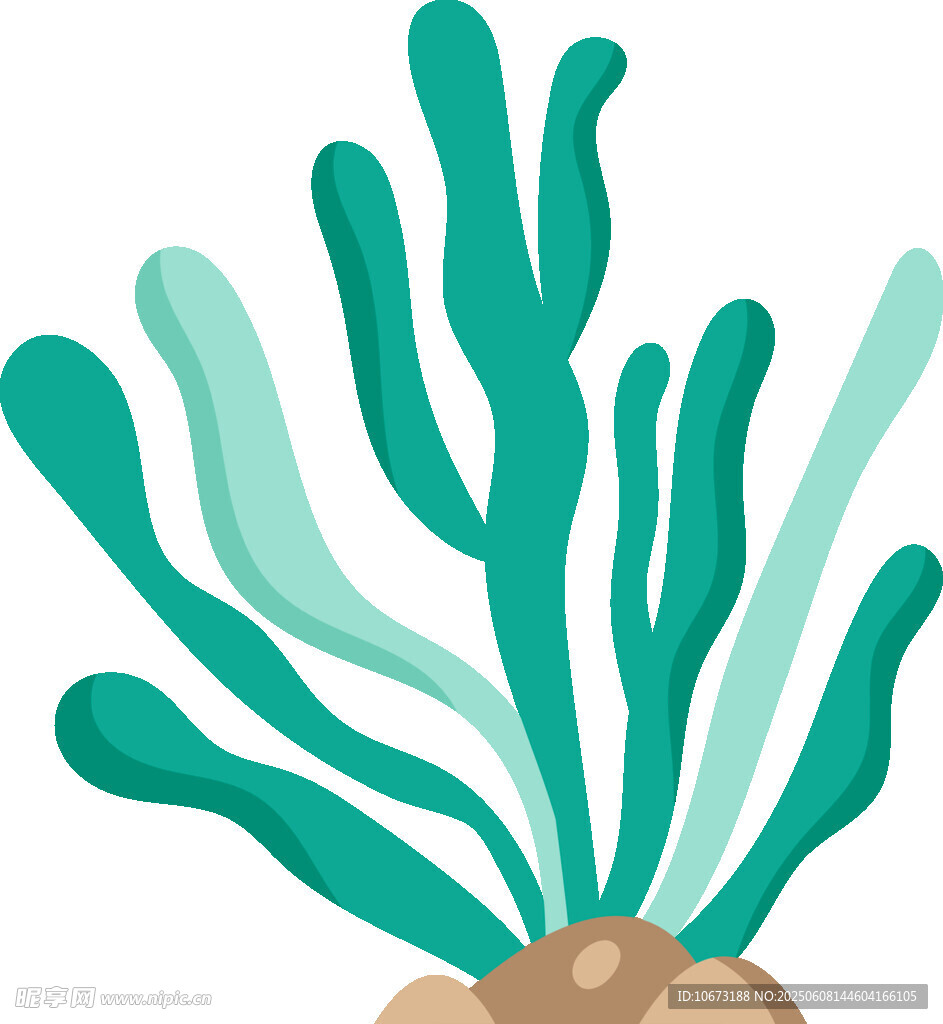 卡通風格的綠色海草插畫