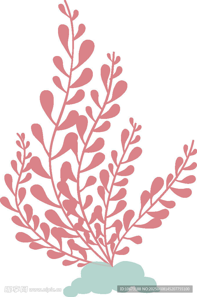 粉色枝葉植物圖案