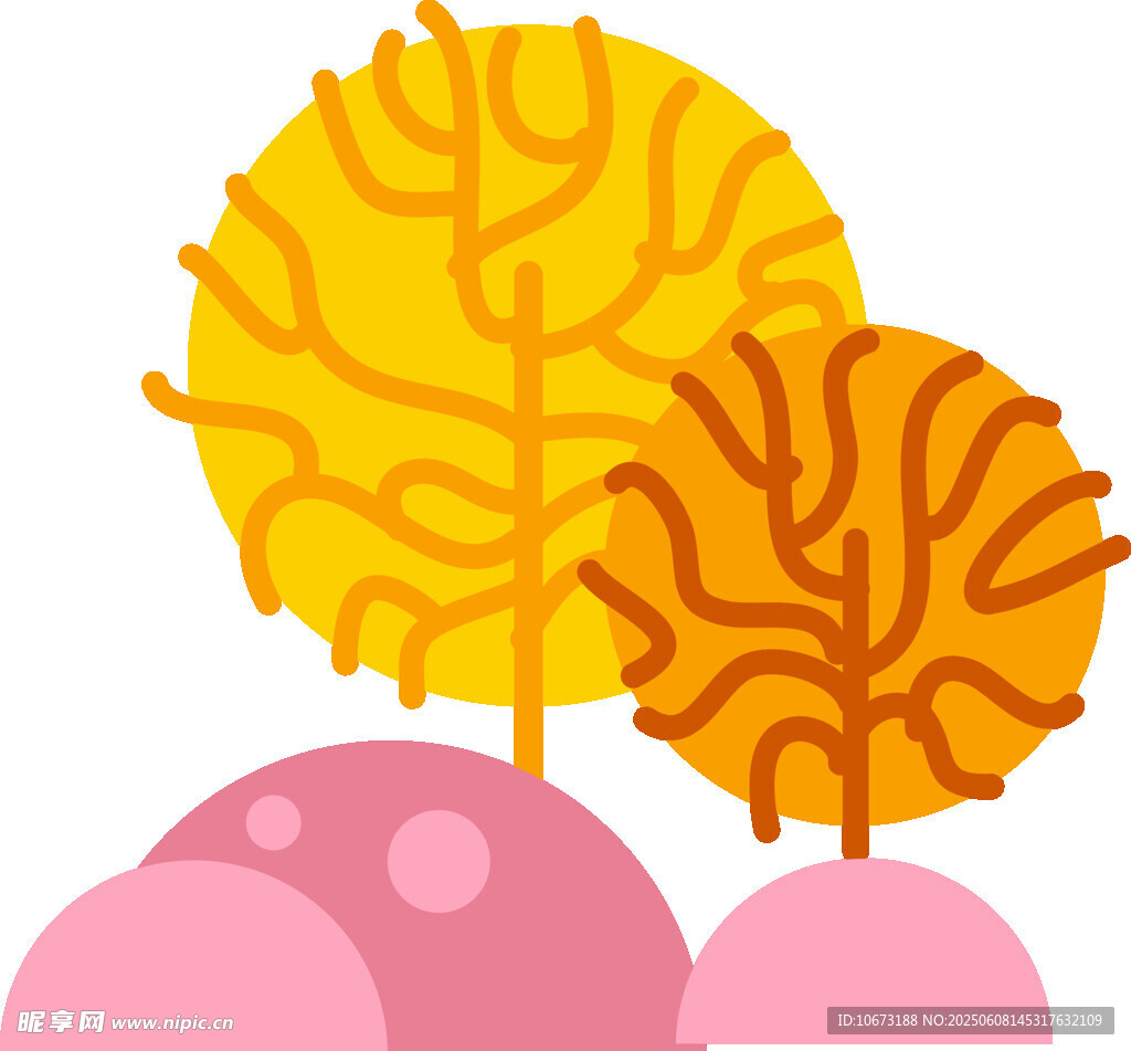 秋日樹木景觀插畫