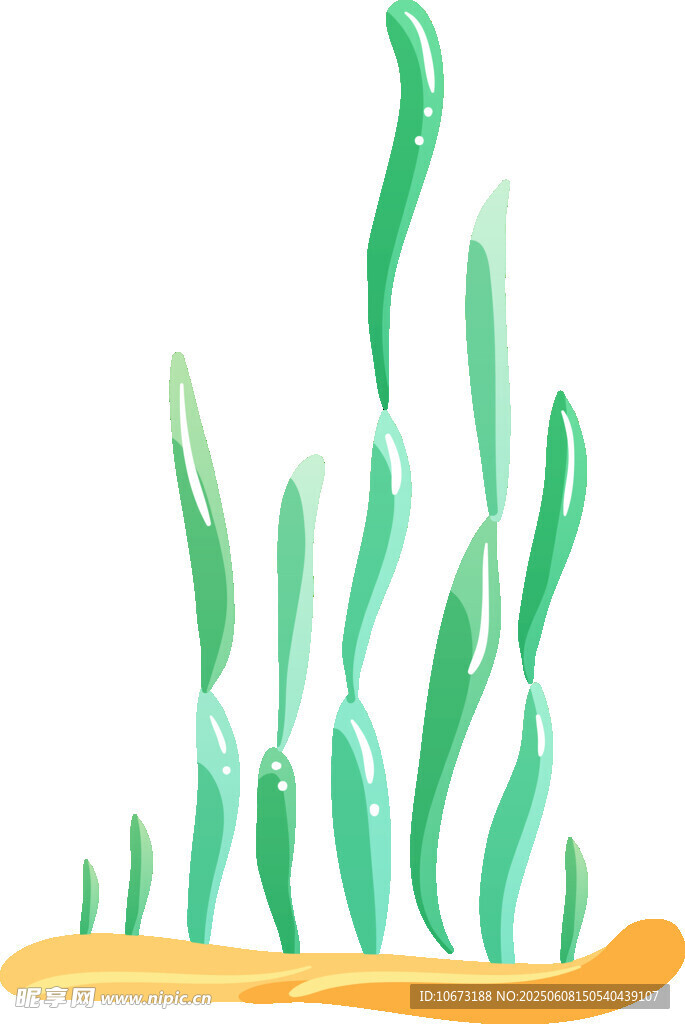 手繪綠色水草插畫
